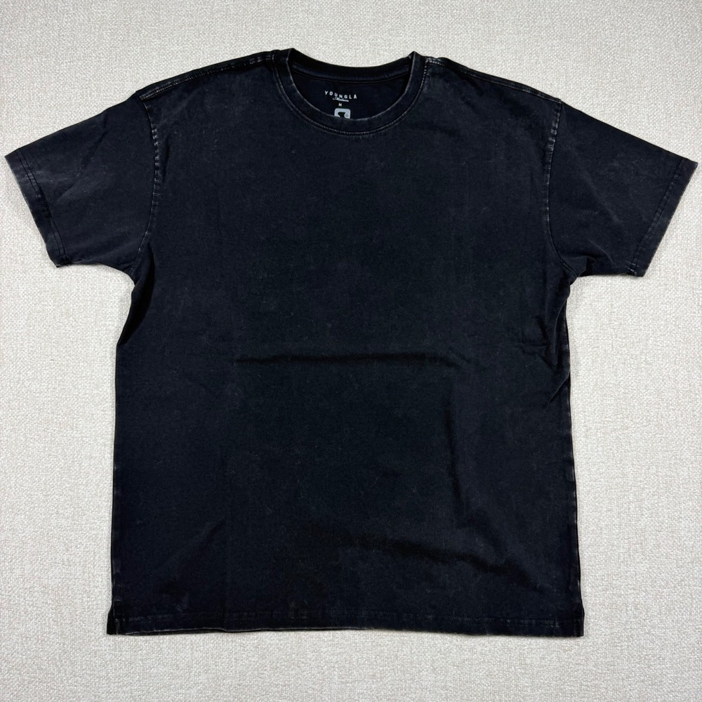 YoungLA Heavyweight Tee Mens Medium Black Wash Vintage Style Gym Shirt Brand New